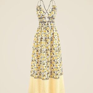 Jcrew Cotton voile plunge maxi dress in daffodil daze block print